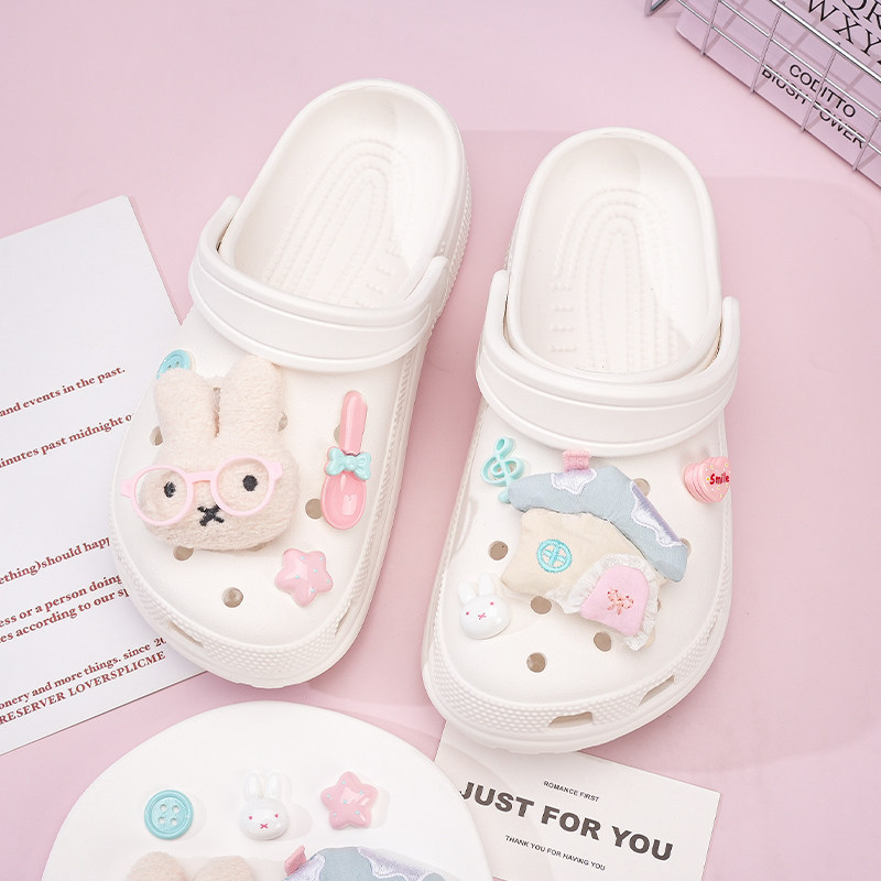 Phụ Kiện Crocs Thỏ Miffy Dễ Thương, Hoa Trang Trí Có Thể Tháo Rời, Phù Hợp Cho Crocs