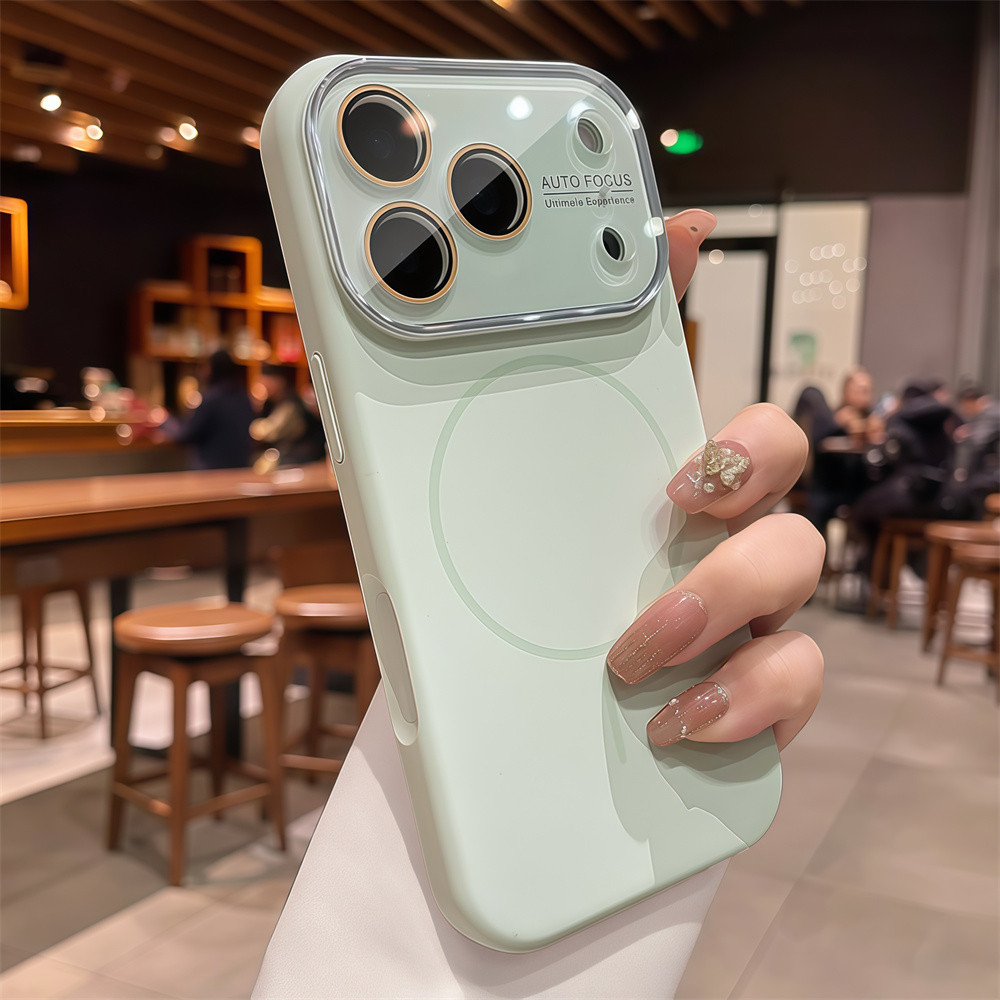 Ốp điện thoại từ tính màu cảm giác da chất lượng cao cho iPhone 17 Pro Max 13 14 15 16 pro max Bao gồm tất cả bảo vệ ống kính máy ảnh vỏ mềm Vỏ bảo vệ vỏ điện thoại