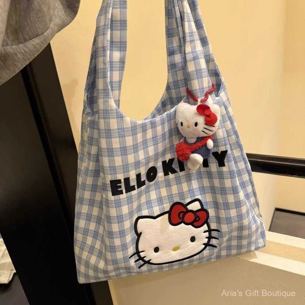 [Aria G-1] Túi đeo vai một vai di động bằng vải Canvas kitty phong cách dễ thương dành cho người đi lại Túi đeo vai dung tích lớn