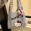 Túi đeo vai một vai di động bằng vải Canvas kitty phong cách dễ thương dành cho người đi lại Túi đeo vai dung tích lớn