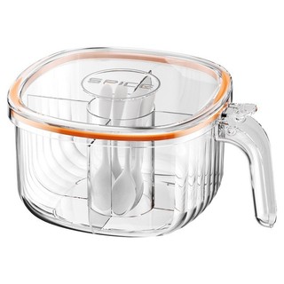 Hộp chia gia vị 4 ngăn - PVC, thiết kế nhẹ, Hũ, Hộp Đựng Gia Vị, Đa Năng, 4 Ngăn, Kèm Muỗng, Có Nắp Đậy