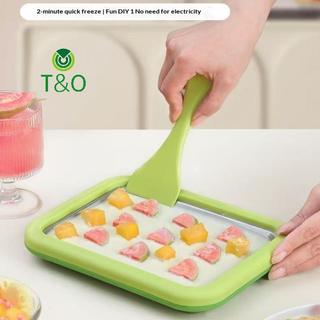 [T & O-t] Máy làm kem cuộn gia dụng Bánh Pudding sữa chua tự chế dành cho trẻ nhỏ bằng thép không gỉ Khuấy Khay đá chiên Máy xào đá [mới]