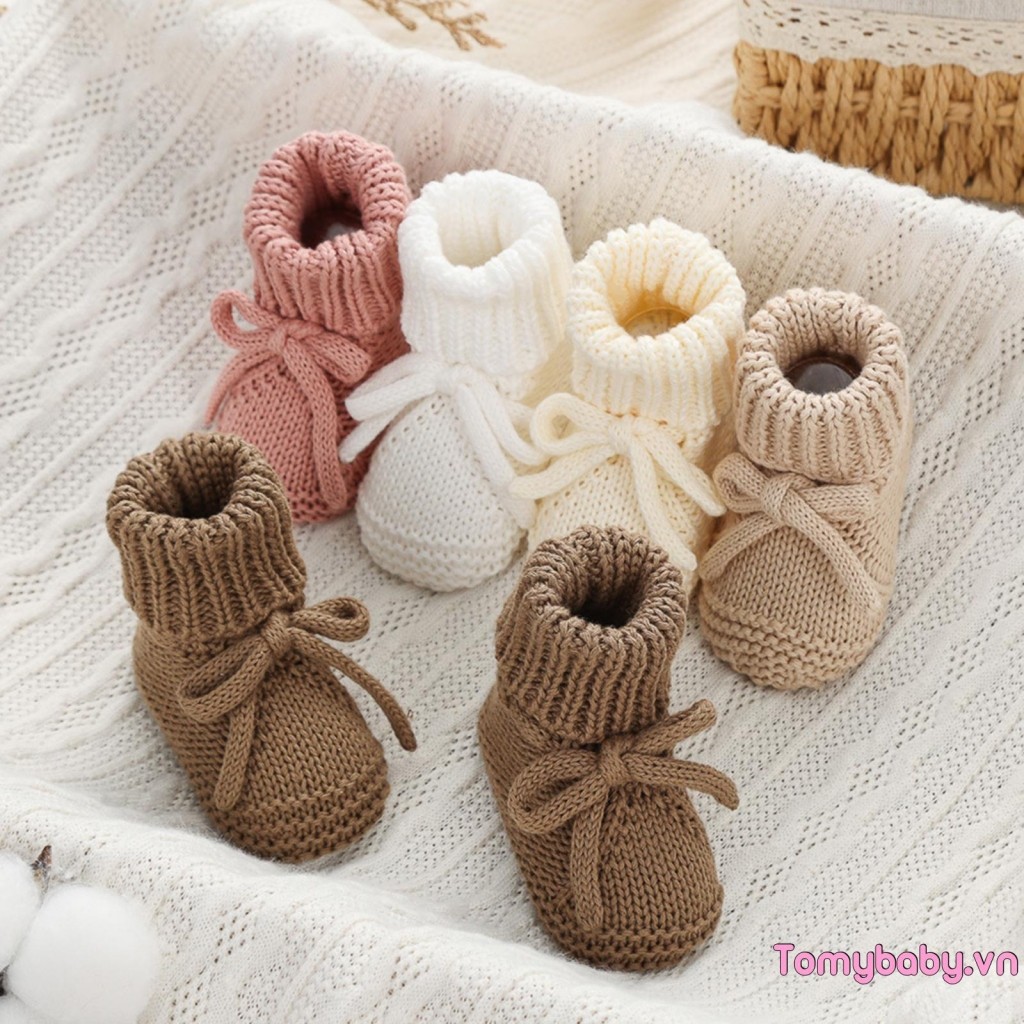 Bé Trai Bé Gái Giày Dệt Kim Đế Mềm Đầu Tiên Đi Bộ Thoải Mái Trong Nhà Booties
