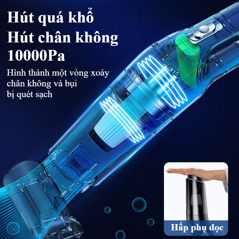 Máy Hút Bụi Cầm Tay Không Dây, Dây Dung Tích 500ml, Công Suất 120W, Lực Hút Siêu Mạnh, Cho Ô Tô Và Nhà Cửa