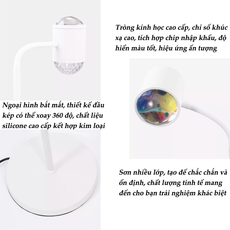 Đèn hoàng hôn hiệu ứng sóng nước 2in1, decor phòng ngủ, livestream, chụp ảnh, đèn hoàng hôn