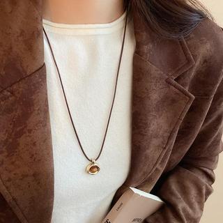 Vòng cổ mạ vàng nâu hổ mắt đá, phong cách thanh lịch vintage cao cấp, phụ kiện thời trang dành cho nữ