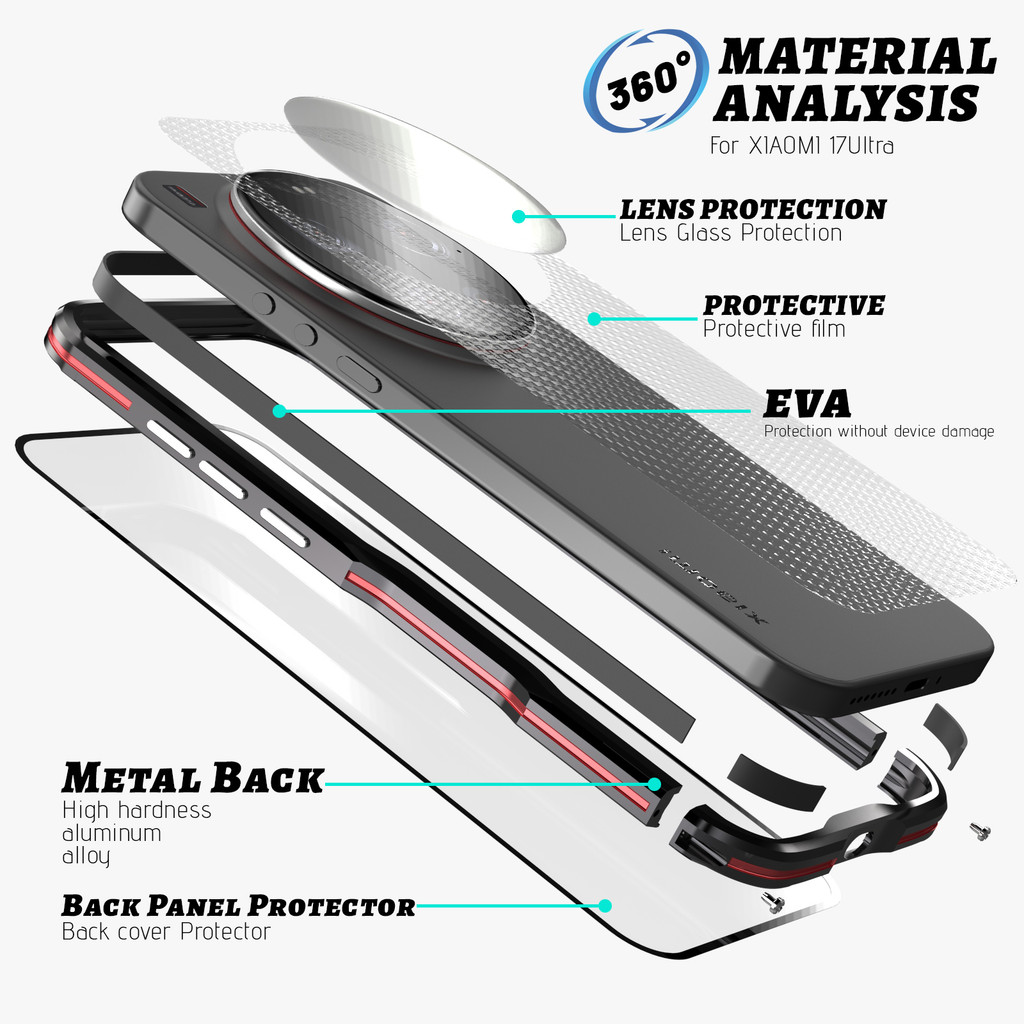 Ốp Lưng Kim Loại Sang Trọng Cho Xiaomi 17 15 Ultra 15 Pro Cấp Quân Sự Bảo Vệ Thả Vỏ Bảo Vệ Làm Mát Funda
