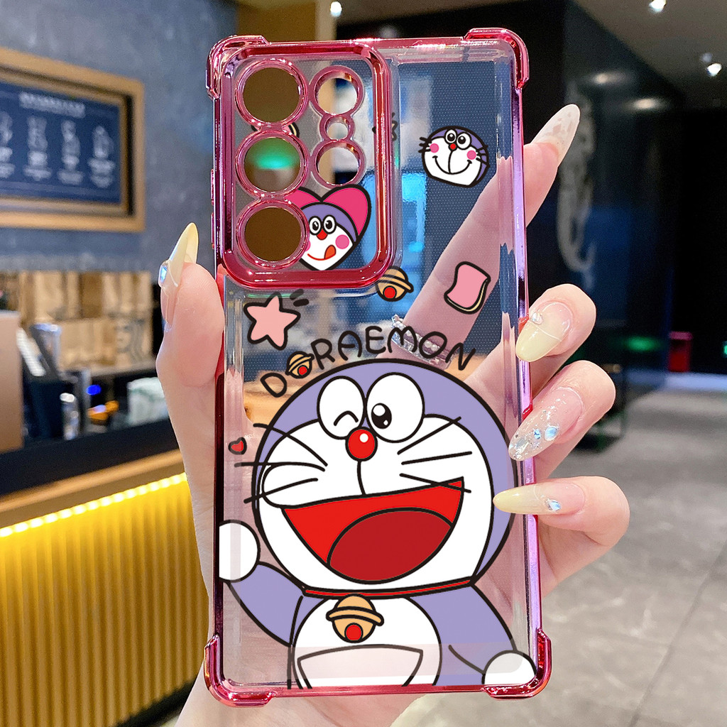 Tương thích với Samsung Galaxy S25 S24 S23 Ultra S22 Plus S21 FE S20 Cool Doremon Clear Mạ Case Chống rơi FD