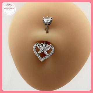 Nhẫn Mặt Dây Rốn Cá Tính Trái Tim Bướm Zircon - Phụ Kiện Piercings Cho Nam Giới và Nữ Giới