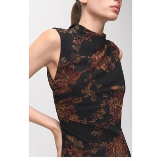 Váy dài xếp ly in hình cổ đứng ôm Z Spring 27061323