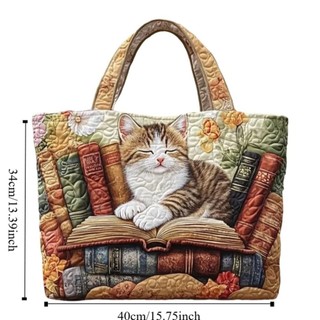 ALLGIFT Túi Tote Nữ, In Họa Tiết Mèo Họa Tiết Túi Xách Du Lịch, Thời Trang Hợp Thời Trang Nhẹ Vintage Túi Mua Sắm Dung Tích Lớn Nữ Cô Gái