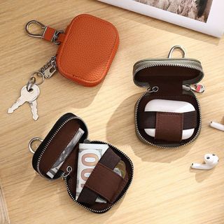 Ví chìa khóa NECKLACEMASK, Hộp đựng tai nghe bằng da PU di động, Eo treo thắt lưng nam treo bảo vệ phổ thông