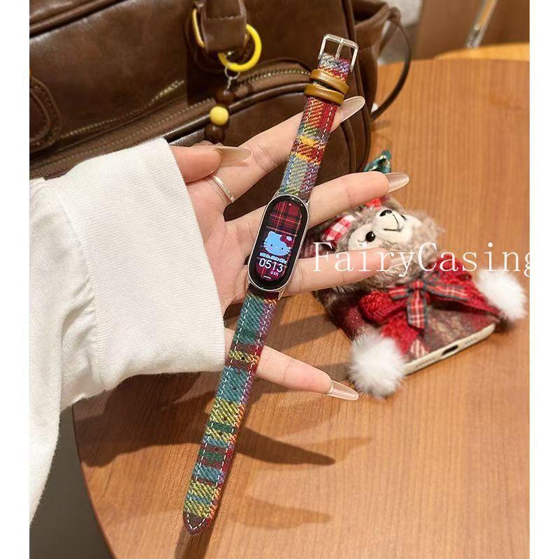 Dây đeo mềm da PU kẻ sọc cầu vồng mỏng cho Xiaomi Mi Band 9 8 7 6 5 4 3 Dây đeo cổ tay cho Xiaomi Mi 10 9 8 pro Dây đeo thể thao
