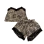 Dệt Bong Bóng Nhăn Vải Sling Bộ Đồ Ngủ Nữ Có Miếng Lót Ngực Ren Gợi Cảm Loungewear Set