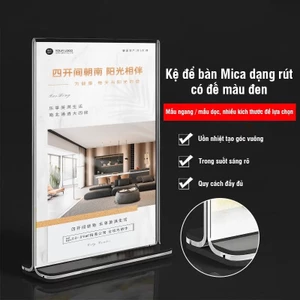 Kệ Mica Để Bàn Đa Năng – Bảng Menu Mica Trong Suốt Có Kích Thước A4 A5 A6, Phù Hợp Bàn Khách Và Quầy Thu Ngân