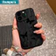 Ibumpers Ốp Điện Thoại Bướm Đen Thanh Lịch Họa Tiết Cỏ Silicon Mềm Cao Cấp Chống Sốc Cho iPhone 11 12 13 14 15 16 17 Pro Max IP 7 8 Plus Iphon X XS XR Xs max