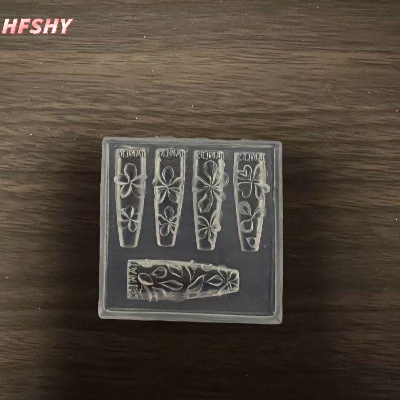 HFSHY 3D Silicone Hoa Móng Tay Nghệ Thuật Khắc Khuôn Acrylic Hibiscus Hoa Năm Cánh Hoa DIY Móng Tay Nghệ Thuật Trang Trí Trong Suốt Mẫu VN
