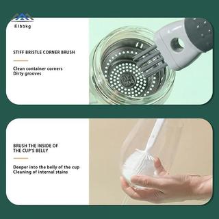 Bàn chải làm sạch bình nước ELBBKG 5 trong 1 Máy chà sàn silicon có thể tháo rời Tay cầm dài Bình sữa Ấm đun nước thủy tinh Bàn chải dụng cụ nhà bếp mới