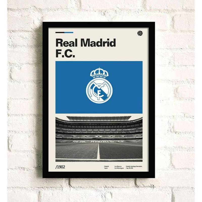 Liverpool Real Madrid Arsenal Manchester United Manchester City Câu lạc bộ bóng đá Retro Canvas Poster Nghệ thuật treo tường cho người hâm mộ Phòng ngủ Trang trí phòng khách