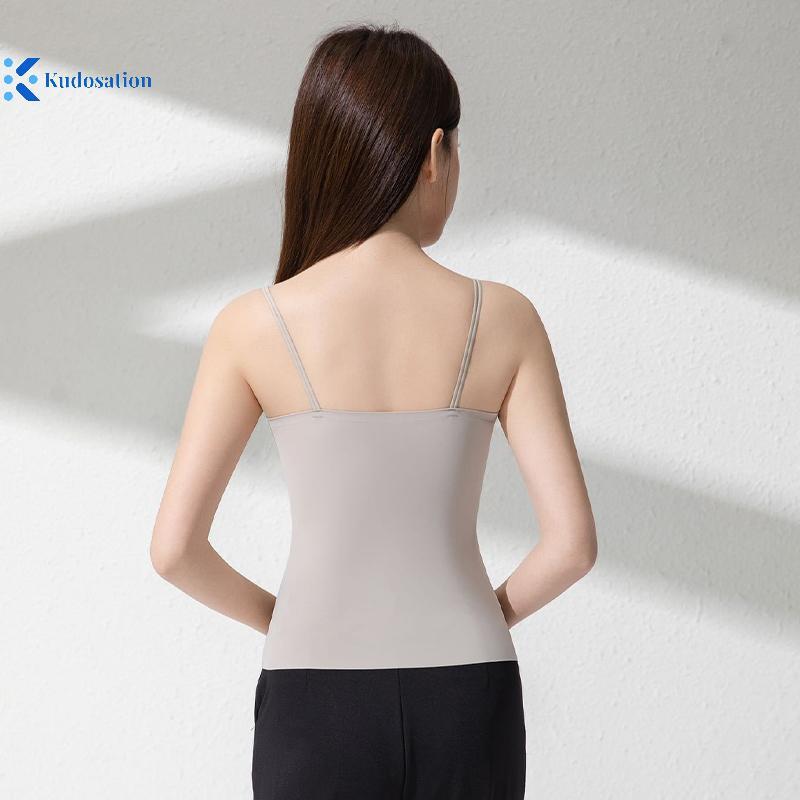 Kudosation Camisole Mùa Hè Màu Trơn, Chất Liệu Đá Lụa Ngọc Trai, Thiết Kế Spaghetti Dây Không TaySlim Fit và Có Miếng Lót Ngực