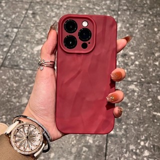3D sóng nước, iPhone 11/12/13/XR/14/15/16/17/7/XR/XS Pro Max Plus, màu đơn, vỏ điện thoại cao cấp, chất liệu da mềm mại