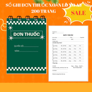 Sổ Đơn thuốc(Toa thuốc) khổ A5 200 trang xoắn lò xo ngang (4087)- 1 liên in 1 mặt