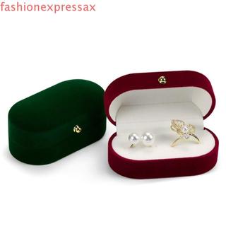 FASHIONEXPRESS Hộp nhung đôi đựng nhẫn đính hôn cưới, chống bụi, sang trọng, di động