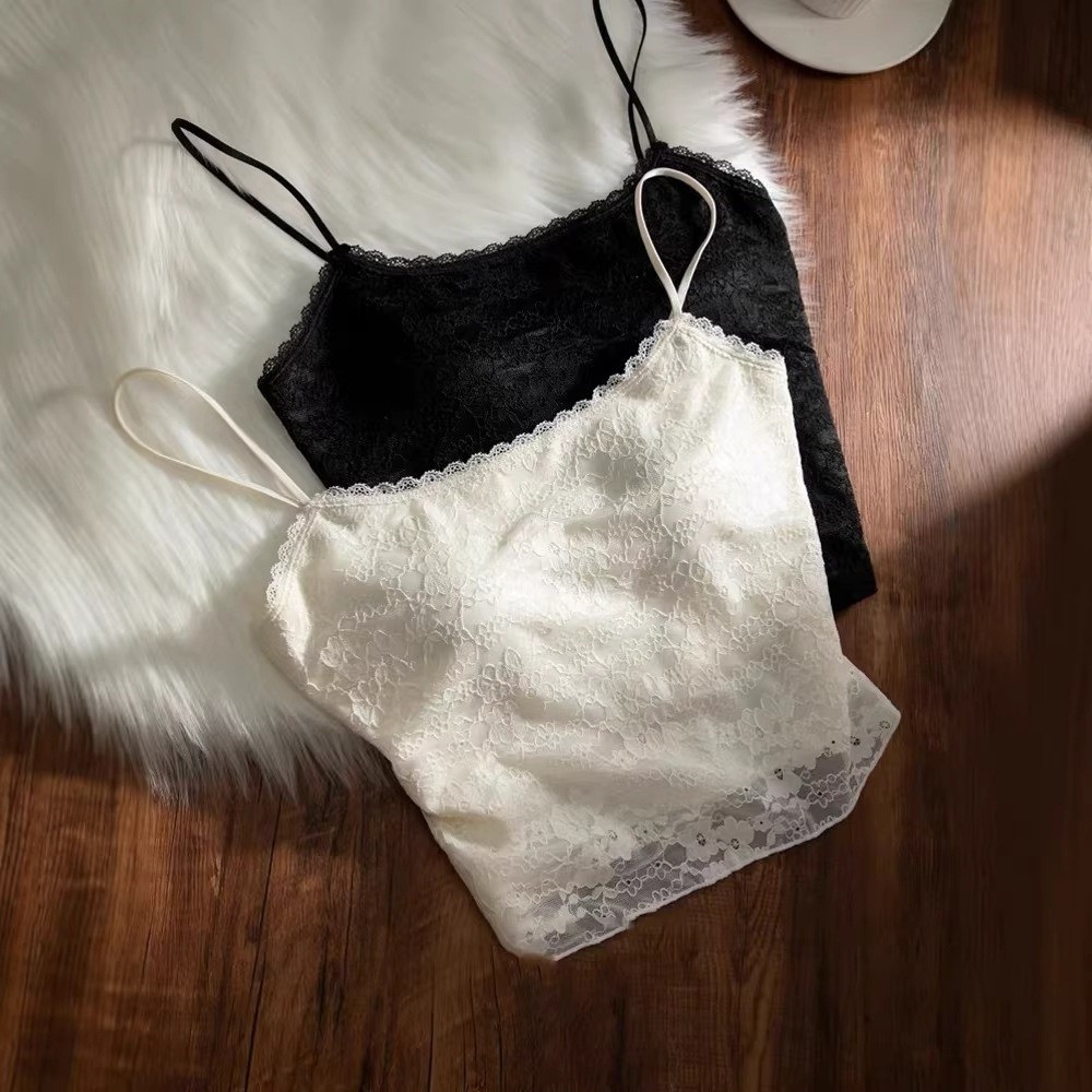 Hobbyin Beauty Back Bra - Kiểu dáng mùa hè với vải mỏng mát mẻ, thiết kế áo hai dây ren kiểu Pháp, miếng đệm ngực thời trang