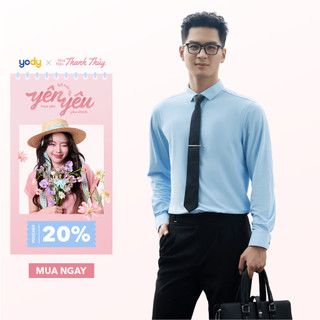 ⚡T5 199K⚡ Áo sơ mi nam YODY business chất liệu Knit co giãn đàn hồi phối nép giấu cúc tinh tế MOSH25S091