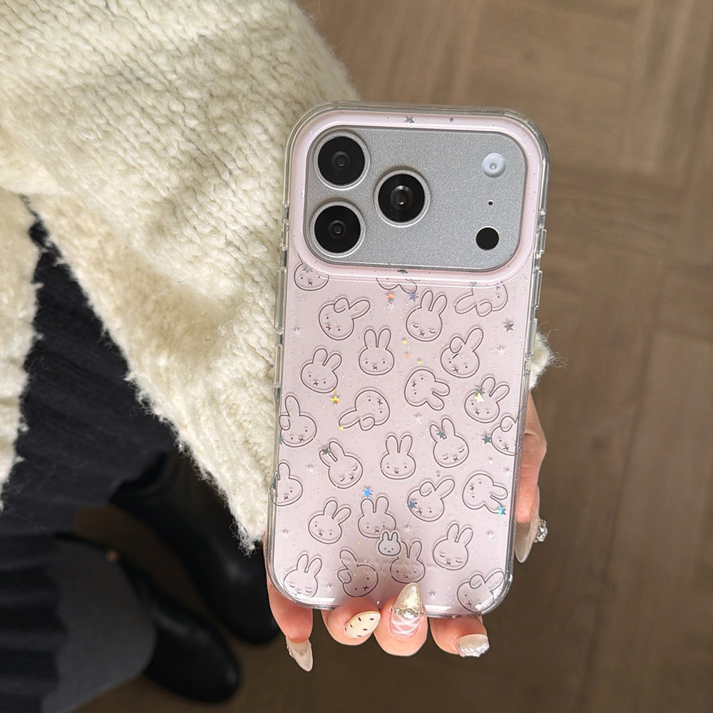 Ốp Điện Thoại Acrylic Long Lanh Line Thỏ Cho iPhone 17 Pro Max 16 15 14 13 Vỏ Bảo Vệ Chống Sốc