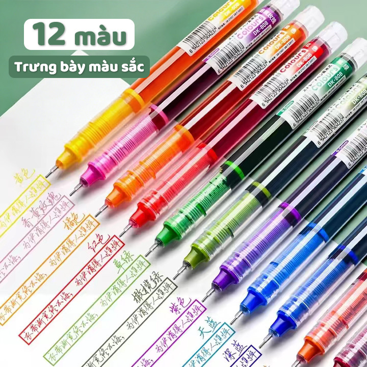 Bút Gel 12 Màu Cho Học Sinh, Bút Mực Nước Nhiều Màu Cho Học Sinh Đánh Dấu, Viết Vẽ Trang Trí Sổ Tay DIY