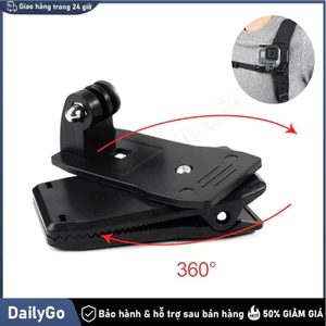 Kẹp đai ba lô xoay 360° cho Gopro Actioncam Xoay 360 độ，Kẹp Camera Hành Trình，Đa năng，Gắn túi，Đi phượt, leo núi, du lịch