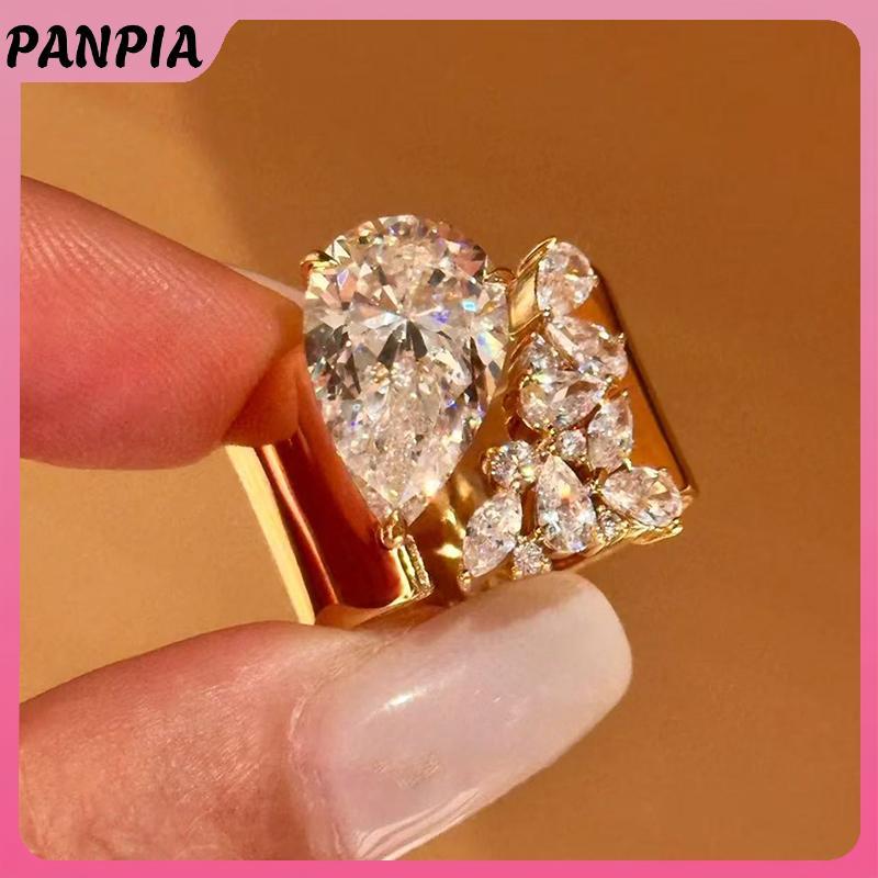 Nhẫn nữ sang trọng thiết kế cảm hứng từ kim cương với khảm đá quý sáng bóng - Trang sức hoàn hảo cho bữa tiệc