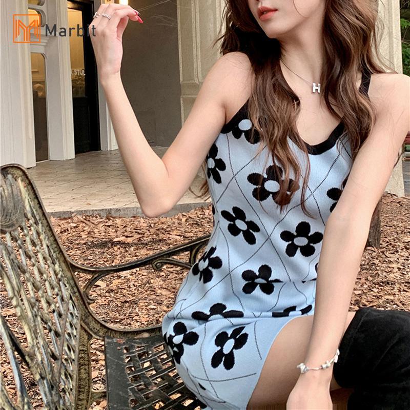 Đầm Mini Dây Đeo Hoa Retro Không Tay, Phù Hợp Cho Ngày Thường Mùa Hè