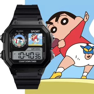 Crayon Shin Chan Anime Ngoại Vi Học Sinh Đồng Hồ Hoạt Hình Dễ Thương Chống Nước Điện Tử Nhỏ Vuông Đồng Hồ Unisex Quà Tặng Sinh Nhật
