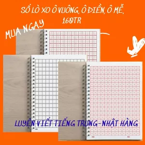 SỔ LÒ XO luyện viết tiếng Trung, Nhật, Hàn | 160 trang sổ tay A4-bìa nhựa chống thấm nước, xoắn mở 360 độ