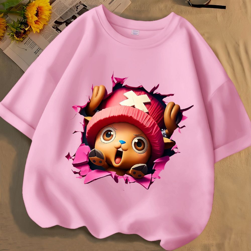 One Piece Chopper Hoạt Hình Trẻ Em Áo Anime Dễ Thương In Đồ Họa Thường Ngày Trang Phục Trường Học Mùa Hè