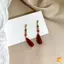 Bông tai dân tộc Hanfu màu đỏ, thiết kế giọt nước và dây chuyền tai kẹp bule dài, phù hợp làm quà tặng