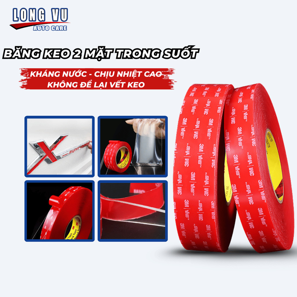 Băng keo cường lực 2 mặt 3M VHB 4910 siêu dính, chống thấm, dán các vật dụng gia đình, nhà tắm