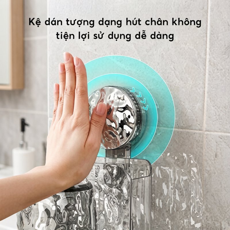 Kệ đựng bàn chải cốc đánh răng hút chân không không khoan tường tiết kiệm không gian phòng tắm