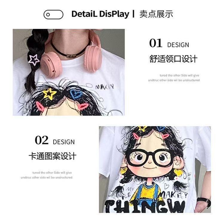 Quần short áo thun hoạt hình hai mảnh thường ngày mùa hè cho bé gái 90-170 Size SI2S