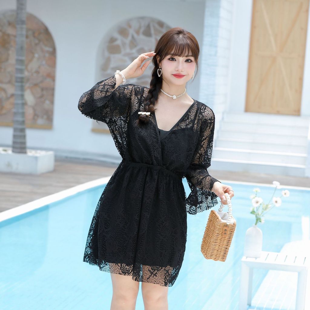 Đồ bơi ba mảnh cao cấp mới dành cho nữ, đồ bơi suối nước nóng kín đáo dành cho người ngoại cỡ giúp che giấu mỡ thừa