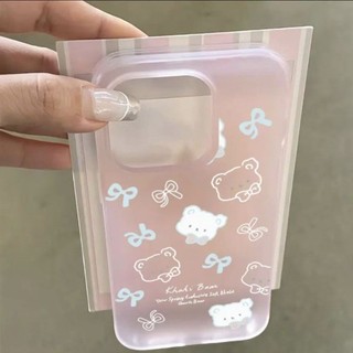 Dễ Thương Bow Trắng Gấu Trường Hợp Điện Thoại Cho iPhone 17 16 15 14 13 12 11 Pro Max X Xr Xs Max 7 8 Plus