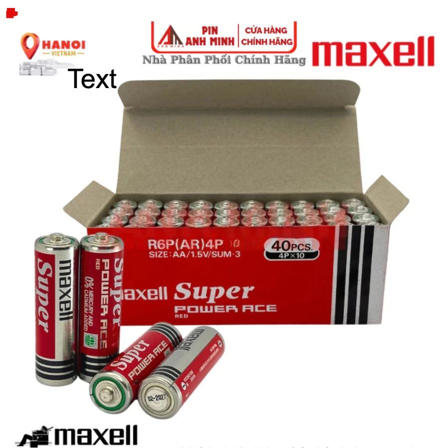 Hộp 40 viên Pin Tiểu AA / 2A  Maxell Super Power Ace / Eveready R6P 1.5V Chất Lượng Cao, Siêu Bền
