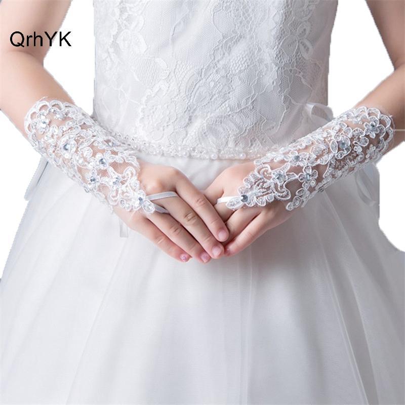 Thời Trang Nhà Máy Bé Gái Găng Tay Công Chúa Bé Gái Đầm Găng Tay Ren Kim Cương Chụp Ảnh Trang Phục QrhYK