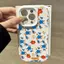 Túi Da Trang Trí Hoa Xanh Đỏ Vintage Dành Cho Ốp Lưng Iphone16 17Air14 13 11Pro Silicon