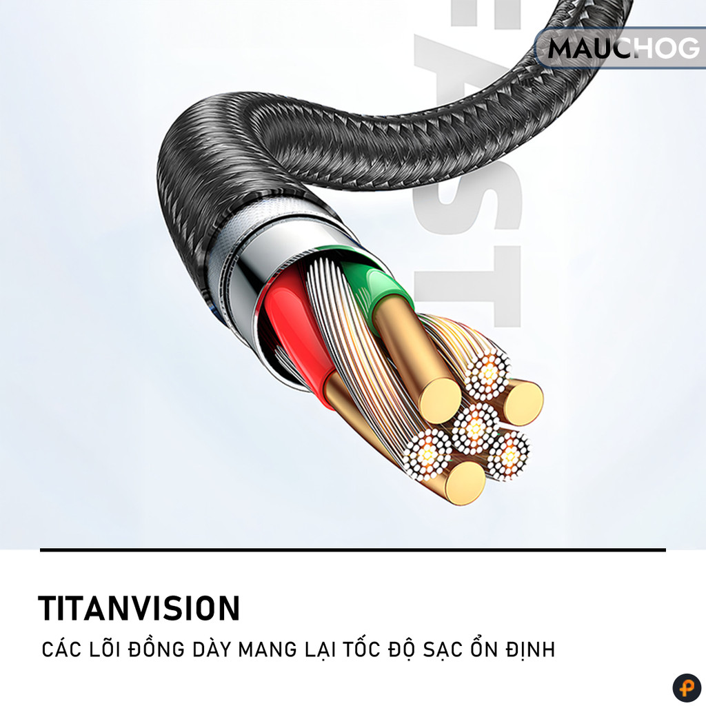 Cáp Sạc Nhanh 100W Type C E-Marker Có Đèn Led Báo Công Suất Cho Điện Thoại iPhone iPad Macbook
