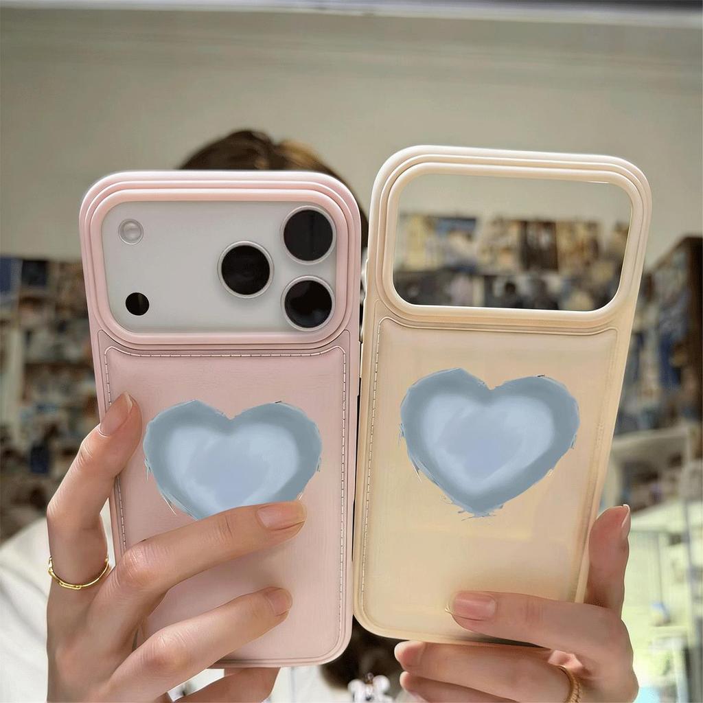 màu xanh nhạt nhũ trái tim 16 vỏ điện thoại iPhone17Air vỏ bánh mì 14/13/11 Pro