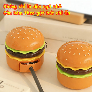 【BabyJoy】Đèn burger mini đa năng,kèm gọt bút và cất đồ,đèn ngủ để bàn dễ thương quà sinh nhật ý nghĩa