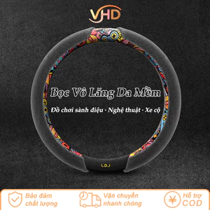 Bọc Vô Lăng Da Mềm Cao Cấp - Chống Trượt, Thoáng Khí, Họa Tiết Tinh Tế, Kích Thước Chuẩn 38cm
